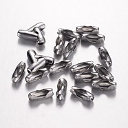 304 Stainless Steel Ball Chain Connectors, Stainless Steel Color, 9x4mm, Hole: 1mm, Fit for 2mm ball chain(X-STAS-D438-33)