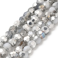Electroplate Glass Beads Strands, Faceted(32 Facets), Half Silver Plated, Round, Slate Gray, 6x5mm, Hole: 1.4mm, about 100pcs/strand, 20.87''(53cm)(EGLA-P048-B05)