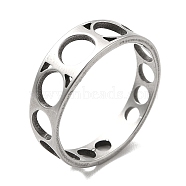 201 Stainless Steel Finger Rings, Hollow Out Round Ring for Women, Stainless Steel Color, 4~6mm, Inner Diameter: 17mm(RJEW-G278-04P)