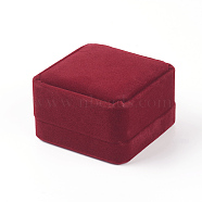 Square Velvet Earrings Boxes, Dark Red, 7.2x7.2x4.4cm(VBOX-WH0002-04A)