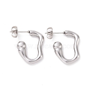 304 Stainless Steel Stud Earring for Women, Hook Shape, Stainless Steel Color, 20x15x3.5mm, Pin: 0.8mm(EJEW-F287-02P)