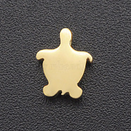 201 Stainless Steel Charms, for Simple Necklaces Making, Stamping Blank Tag, Laser Cut, Tortoise, Golden, 8x6x3mm, Hole: 1.8mm(STAS-R109-JA412-2)