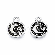 Tibetan Style Alloy Charms, Cadmium Free & Lead Free, Flat Round with Moon & Star, Antique Silver, 13.5x10.5x1.5mm, Hole: 1.6mm, about 1500pcs/1000g(TIBEP-N012-15)