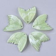 Acrylic Pendants, Imitation Gemstone Style, Wing, Light Green, 27x25.5x3mm, Hole: 2mm, about 370pcs/500g(OACR-T021-001D)