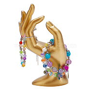 Resin Mannequin Hand Jewelry Display Holder Stands, OK Shaped Hand Ring Jewelry Organizer Rack for Ring, Bracelet, Watch, Goldenrod, 7x9x16cm(RDIS-WH0009-015)