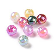 UV Plating Rainbow Iridescent Acrylic Beads, with Glitter Powder, Round, Mixed Color, 12.5~13mm, Hole: 2.5mm(X-OACR-C010-14)