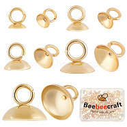 Beebeecraft 100Pcs 5 Style 304 Stainless Steel Bead Cap Pendant Bails, for Globe Glass Bubble Cover Pendant Making, Real 18K Gold Plated, 4~10x4~7.5mm, Hole: 1.8~3mm, 3.7~9.6mm inner diameter, 20pcs/style(STAS-BBC0001-57)