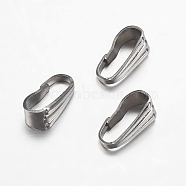 304 Stainless Steel Snap On Bails, Stainless Steel Color, 8.5x4x3.5mm, Hole: 3x8mm(STAS-I097-045P)