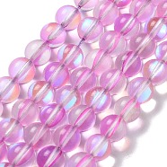 Synthetic Moonstone Beads Strands, Round, Orchid, 8mm, Hole: 1mm, about 23~24pcs/strand, 7.09~7.32 inch(18~18.6cm)(G-P528-J02-05)