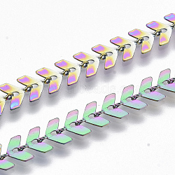 Ion Plating(IP) 304 Stainless Steel Cobs Chains, Soldered, Rainbow Color, 6.5x6x0.3mm, about 39.37 inch(1m)/strand(CHS-S006-JN952-3)