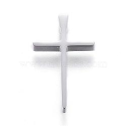 Tarnish Resistant 304 Stainless Steel Pendants, Cross, Stainless Steel Color, 18x12x3mm, Hole: 1.5mm(STAS-H329-76P)