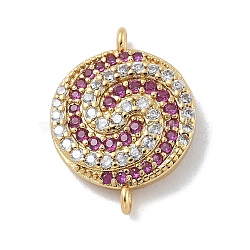 Rack Plating Brass Micro Pave Orchid & Clear Cubic Zirconia Vortex Connector Charms, Long-Lasting Plated, Cadmium Free & Lead Free, Real 18K Gold Plated, 17x12.5x2.5mm, Hole: 1mm(KK-A234-057G)