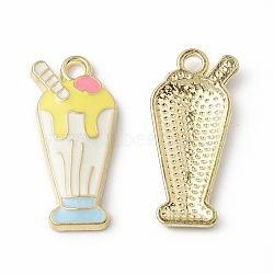 Alloy Enamel Pendants, Ice Cream Charm, Golden, White, 23.5x11x2.5mm, Hole: 2mm(ENAM-G212-11G-02)