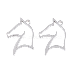 Non-Tarnish 201 Stainless Steel Pendants, Horse, Stainless Steel Color, 22x17x1.5mm, Hole: 1.8mm(STAS-T063-167P)