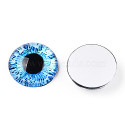 Glass Cabochons, Half Round with Eye, Light Sky Blue, 20x6.5mm(GGLA-T004-03-D)
