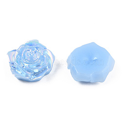Opaque ABS Plastic Cabochons, AB Color Plated, Rose, Cornflower Blue, 18x17x6.5mm(KY-N021-01-A11)