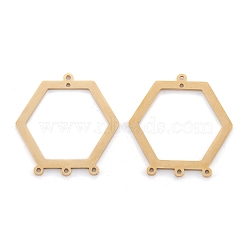 Ion Plating(IP) 304 Stainless Steel Chandelier Components Links, Polishing, Hexagon, Golden, 32x30x1mm, Hole: 1.4mm and 1.2mm(STAS-P245-41D-G)