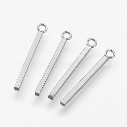 Tarnish Resistant 304 Stainless Steel Pendants, Cuboid, Stainless Steel Color, 23x1.5x1.5mm, Hole: 1.5mm(STAS-F041-51)