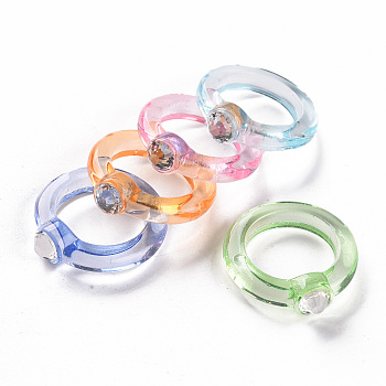 Transparent Acrylic Finger Rings, Mixed Color, US Size 7 1/2(17.7mm)