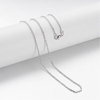 Brass Chain Necklaces, Cable Chain, with Lobster Clasps, Platinum, 24 inch