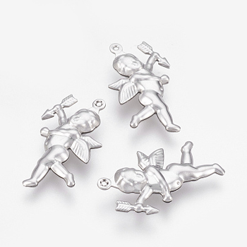 304 Stainless Steel Pendants, Cupid/Cherub, Stainless Steel Color, 28.5x16x5mm, Hole: 1.2mm