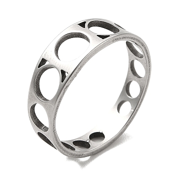 201 Stainless Steel Finger Rings, Hollow Out Round Ring for Women, Stainless Steel Color, 4~6mm, Inner Diameter: 17mm