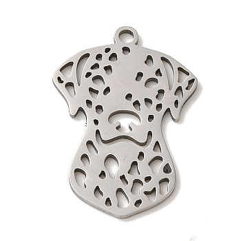 Non-Tarnish 201 Stainless Steel Pendants, Laser Cut, Dog Charm, Stainless Steel Color, 24.5x17x1mm, Hole: 1.6mm