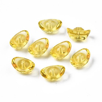 Transparent Glass Beads, Ingot, Gold, 7~8x15x10.5mm, Hole: 1.4~1.6mm