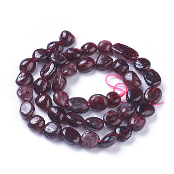 Natural Garnet Beads Strands, Tumbled Stone, Nuggets, 8~15x8~10mm, Hole: 1mm, about 43~44pcs/strand, 15 inch~15.6 inch(38~39.5cm)