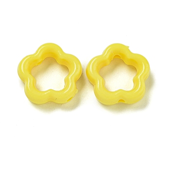 Opaque Acrylic Beads, Flower, Yellow, 16x5mm, Hole: 1.9mm