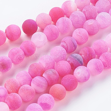6mm Magenta Round Effloresce Agate Beads