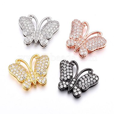Mixed Color Clear Butterfly Brass+Cubic Zirconia Slide Charms