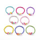 8Pcs 8 Color Opaque Acrylic Faceted Rondelle & Flower Beaded Stretch Bracelets(BJEW-JB09100)-1
