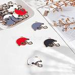 24Pcs 4 Colors Alloy Enamel Pendants, Light Gold, Cadmium Free & Lead Free, Helmet Charm, Mixed Color, 24.5x25.5x1.5mm, Hole: 1.5mm, 6pcs/color(ENAM-LP0001-84)