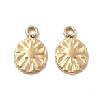 304 Stainless Steel Charms, Oval with Sun Charm, Ion Plating(IP), Real 18K Gold Plated, 9.5x6x0.8mm, Hole: 1.2mm(STAS-Z121-14G)