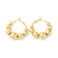 Rack Plating Brass Round Beaded Hoop Earrings, Long-Lasting Plated, Cadmium Free & Lead Free, Real 18K Gold Plated, 35x34x12mm(EJEW-R150-08G)