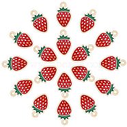 CHGCRAFT 80Pcs Light Gold Alloy Enamel Pendants, Strawberry, Red, 16.8x10x1.5mm, Hole: 1.8mm(ENAM-CA0001-22)