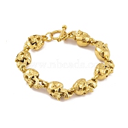 Halloween PVD Vacuum Plating 304 Stainless Steel Skull Link Chain Bracelets for Women Men, Golden, 8-5/8 inch(22cm)(BJEW-L461-03G-01)