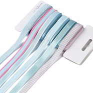 18 Yards 6 Styles Polyester Ribbon, for DIY Handmade Craft, Hair Bowknots and Gift Decoration, Light Blue Color Palette, Light Blue, 3/8~1/2 inch(9~12mm), about 3 yards/style(SRIB-Q022-C03)