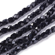 Electroplate Glass Beads Strands, Half Plated, Faceted, Cube, Black, 4x4x4mm, Hole: 1mm, about 100pcs/strand, 15.7 inch(EGLA-F001-F18)
