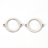 201 Stainless Steel Links Connectors, Laser Cut, Round Ring, Stainless Steel Color, 19.5x15x1mm, Hole: 1.2mm(STAS-Q239-013)