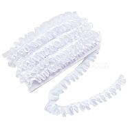 20M Polyester Satin Pleated Lace Ribbon, Fringe Trimming, for Curtain, Garment Decoration, White, 7/8~1 inch(23~25mm), about 21.87 Yards(20m)/pc(OCOR-WH0093-01B)