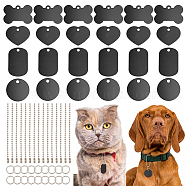 Pet Tag Set, with 40Pcs Aluminium Pendants, with 40Pcs 304 Stainless Steel Jump Rings and 40Pcs Iron Ball Chains, Black, 25~38x25~38x1mm, Hole: 2.5~3.5mm(DIY-NB0010-51)