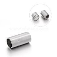 Matte 304 Stainless Steel Column Magnetic Clasps with Glue-in Ends, Stainless Steel Color, 20x10mm, Hole: 8mm(STAS-E089-03C)