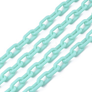 Opaque Acrylic Cable Chains, Oval, Turquoise, 13x8x2mm, 19.68 inch(50cm)/strand(X-SACR-N010-002D)