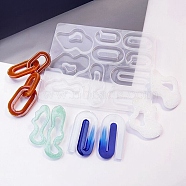 DIY Bohemian Style Irregualr Pendants Silicone Molds, Resin Casting Molds, for UV Resin, Epoxy Resin Jewelry Making, Oval/Paper Clip/Polygon, White, 141x124x5mm, Inner Diameter: 35~53x20.5~39mm(DIY-A039-03)