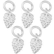 5Pcs 925 Sterling Silver Charms, with Jump Ring, Pine Cone, Silver, 10x5.5x5.5mm, Hole: 4mm(STER-BBC0002-23)