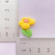 Opaque Resin Cabochons, Flower, Yellow, 22.5x18mm(RESI-TAC0018-08)