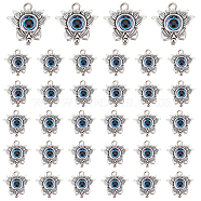 Elite 30Pcs Tibetan Style Alloy Pendants, Flower Charm, with Blue Evil Eye Resin Beads, Antique Silver, 20x19.5x6mm, Hole: 2.3mm(FIND-PH0006-78)