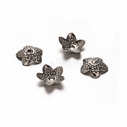 Tarnish Resistant 5-Petal 304 Stainless Steel Bead Caps, Stainless Steel Color, 10x3mm, Hole: 1.5mm(STAS-D111-44)